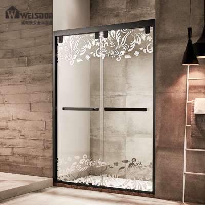 Hotel luxury simple bathroom tempered glass shower room sliding door