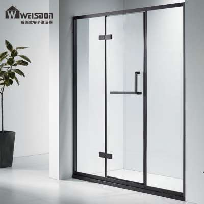 Customized Hotel Bathroom 3 Panel Hinged Tempered Glass Shower Door