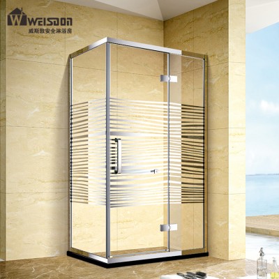 Modern design square tempered glass shower room with swing door toilet shower room